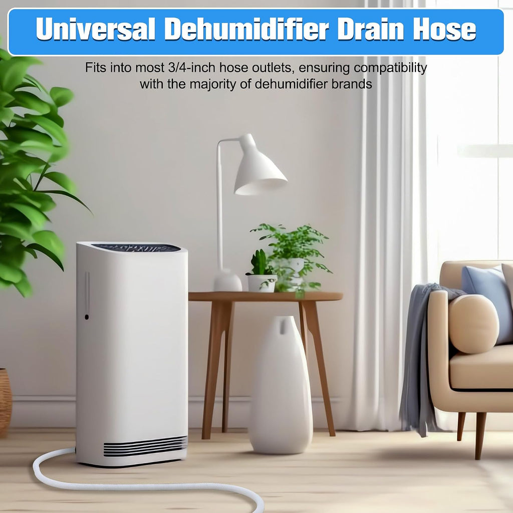Saillong 13-foot white PVC dehumidifier drain hose with rubber adapter