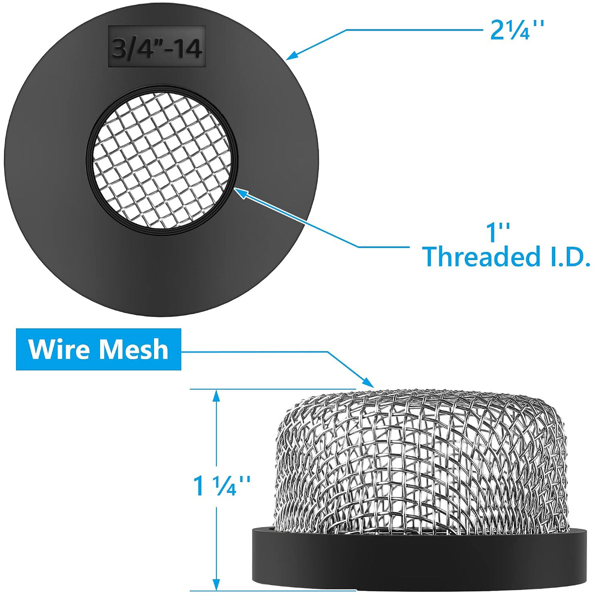 Saillong 3/4-Inch-14 Stainless Steel Mesh Strainer for Livewell Pumps