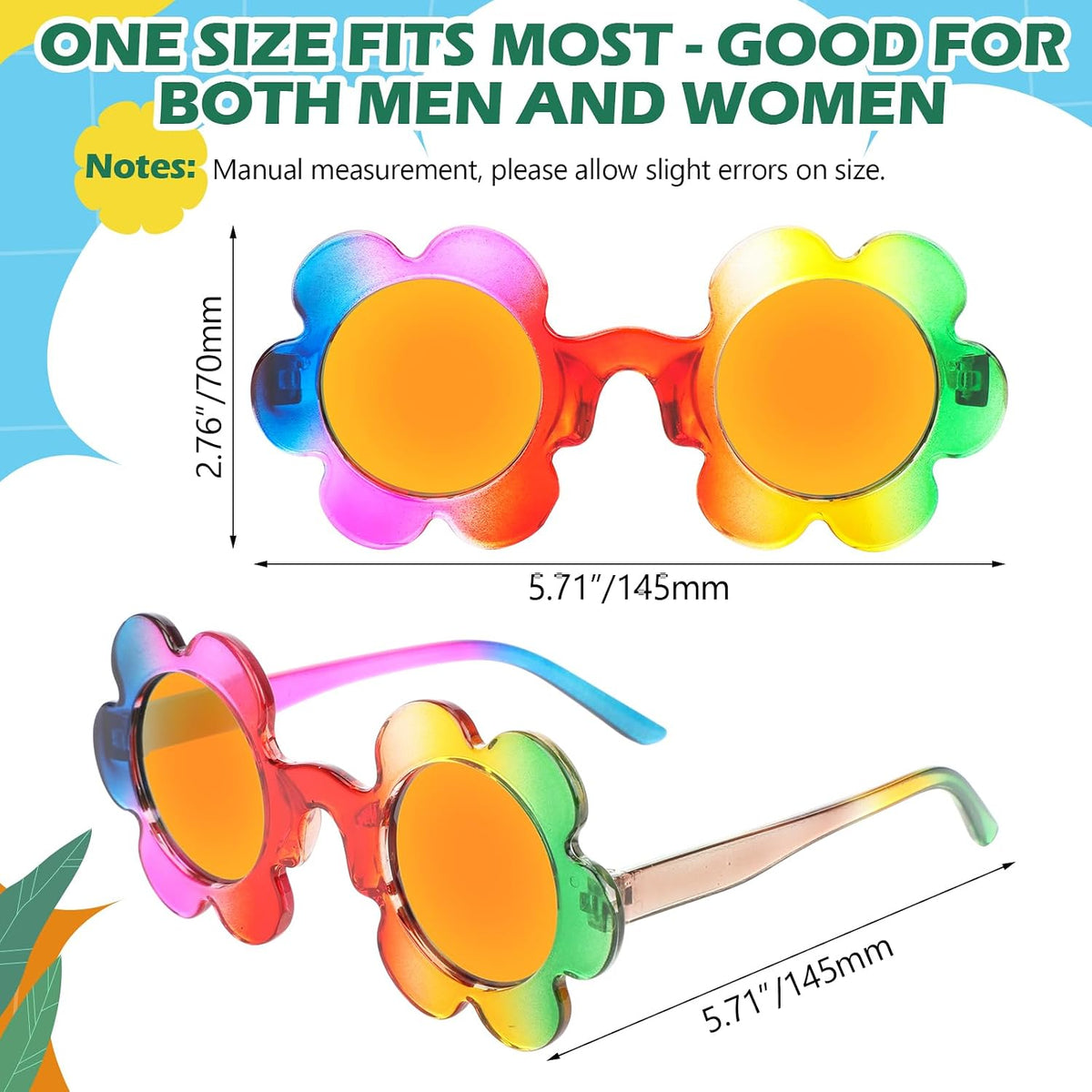 Saillong colorful flower fashion sunglasses, 10-pair set, product photo 3