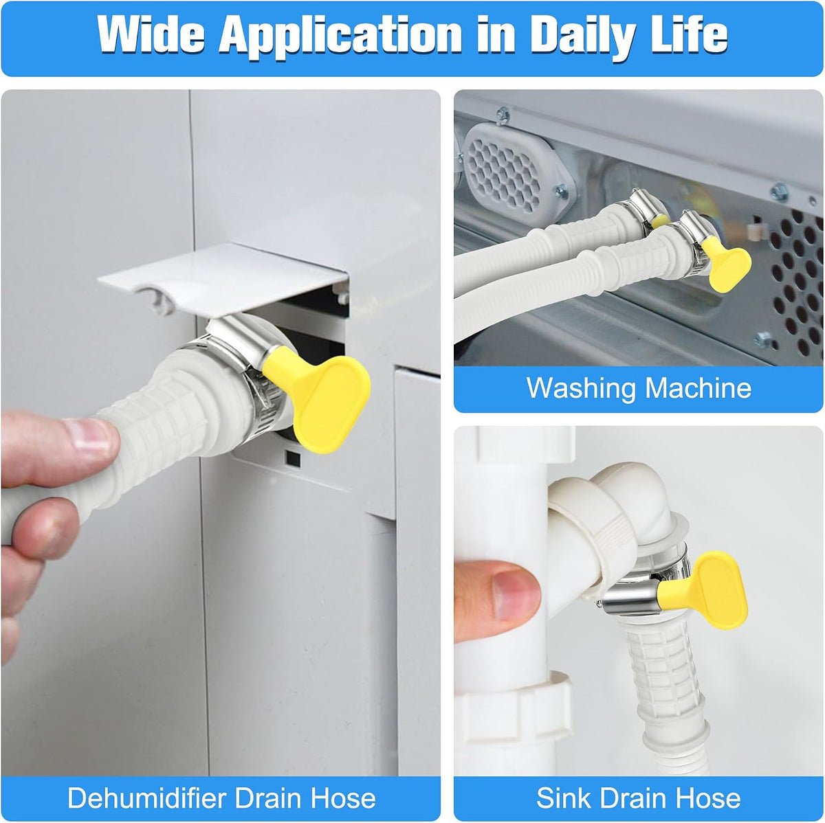 Saillong 13-foot white PVC dehumidifier drain hose with rubber adapter