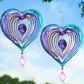 Saillong purple 3D heart wind spinners with hanging crystals, product photo 1
