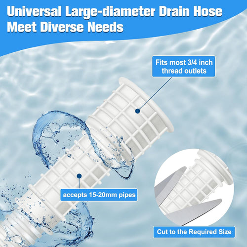 Saillong 13-foot white PVC dehumidifier drain hose with rubber adapter